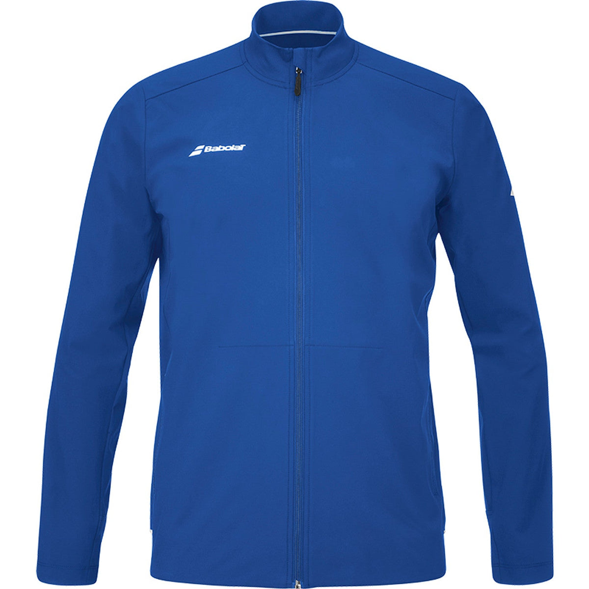 Blauw Babolat Play Jacket met volledige rits en wit Babolat-logo op de borst