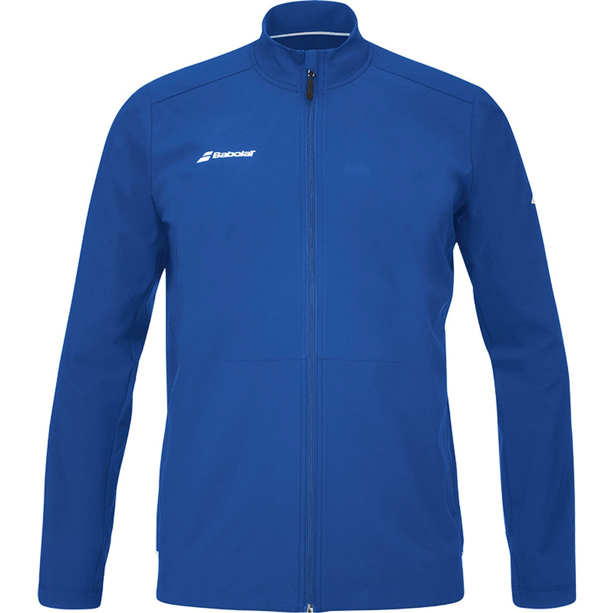 Blauw Babolat Play Jacket met volledige rits en wit Babolat-logo op de borst