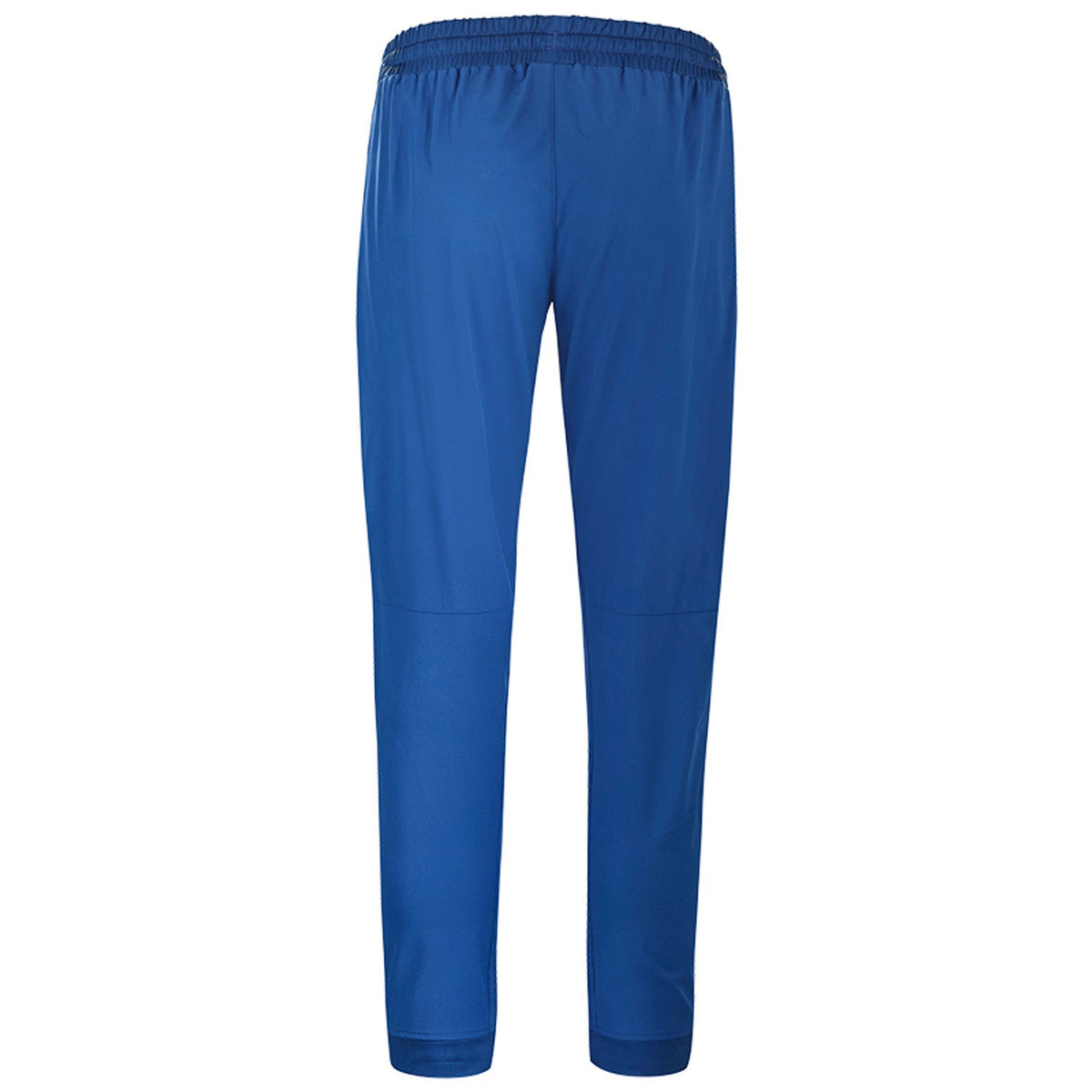 Achterzijde van de blauwe Babolat Play Pant met elastische taille en rechte pijpen