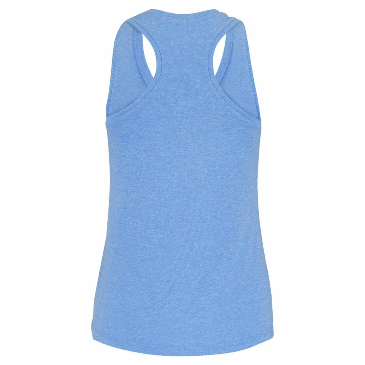 Achterzijde van de lichtblauwe Babolat Play Tank Top W met gemeleerde racerback