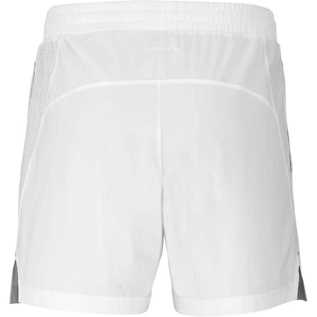 Achterzijde van de witte Babolat Short Lebron 2026 met elastische tailleband