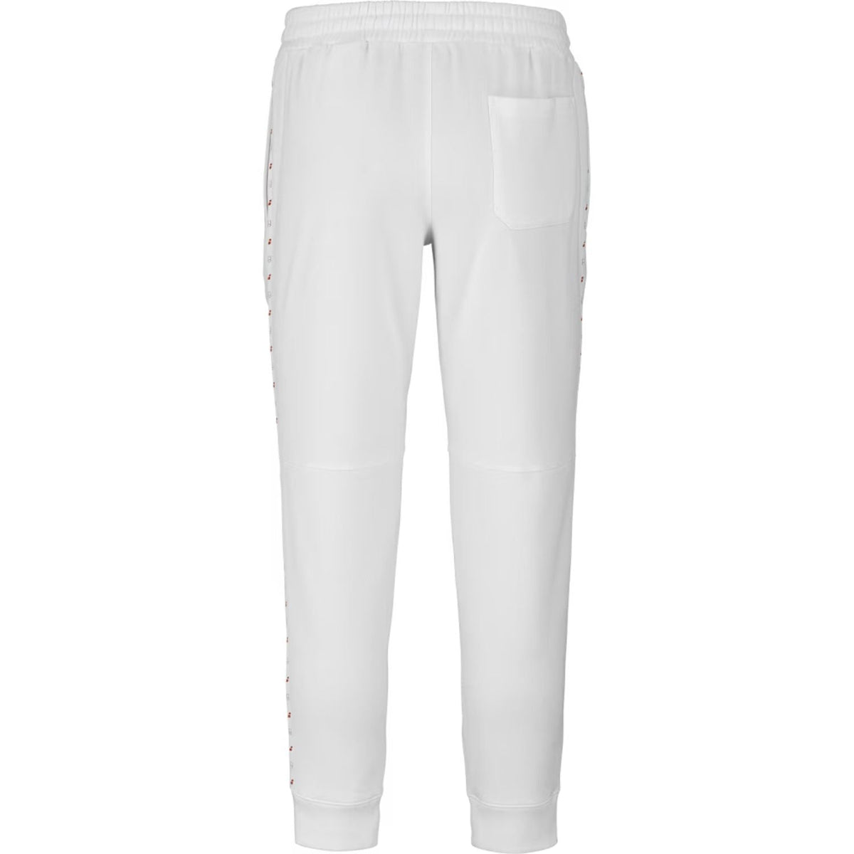 Achterzijde van de witte Babolat Sweat Pant Lebron 2026 met achterzak en enkelboorden