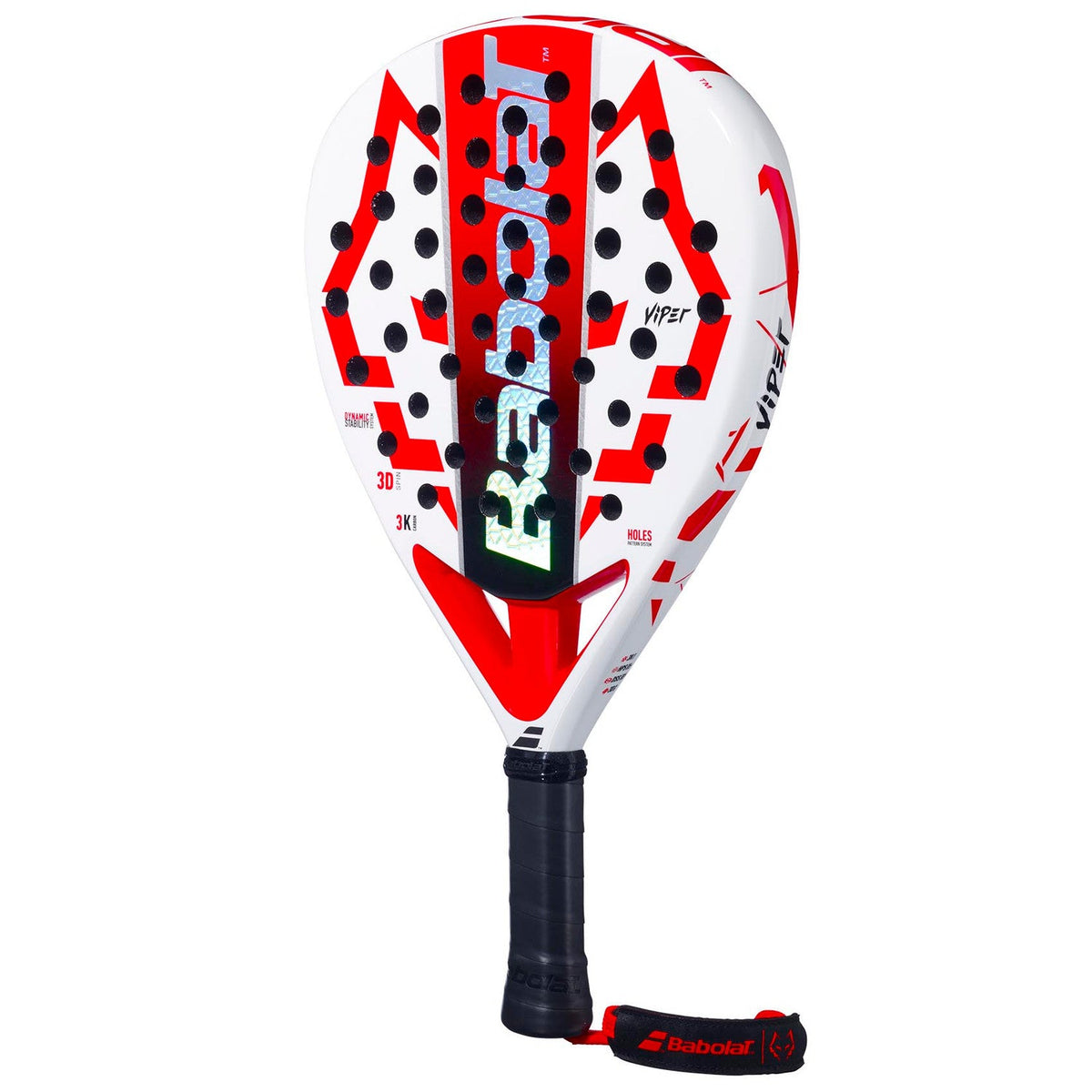 Babolat Technical Viper Lebron 25 schuin vooraanzicht, diamantvorm in wit en rood