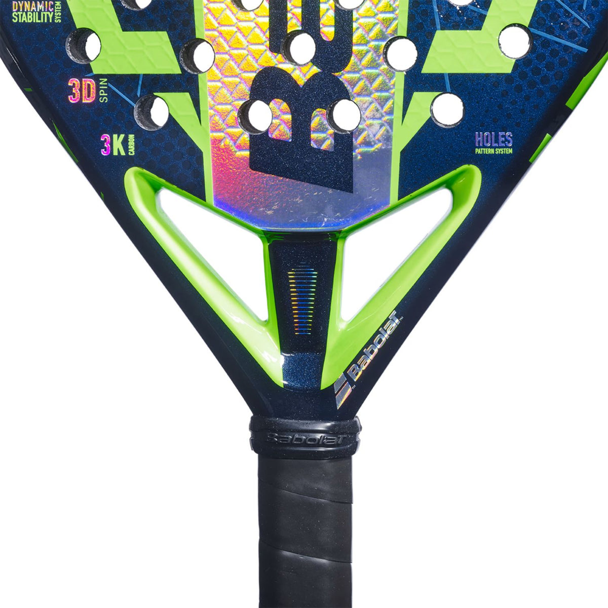 Detail van het groene hart van het Babolat Viper Juan Lebron 3.0 FW padelracket