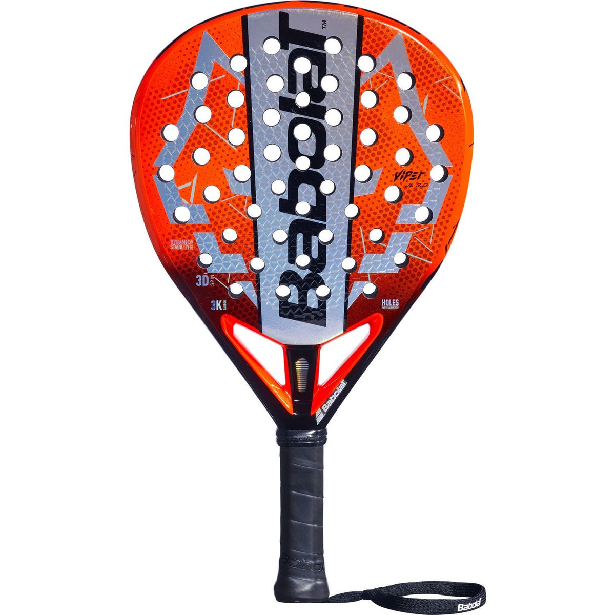 Babolat Viper Juan Lebron 3.0 padelracket in oranje met zilveren middenbaan, vooraanzicht