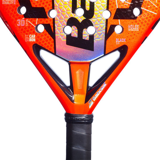 Detail van het hart van het Viper Soft Juan Lebron 3.0 met oranje brug en zwarte grip