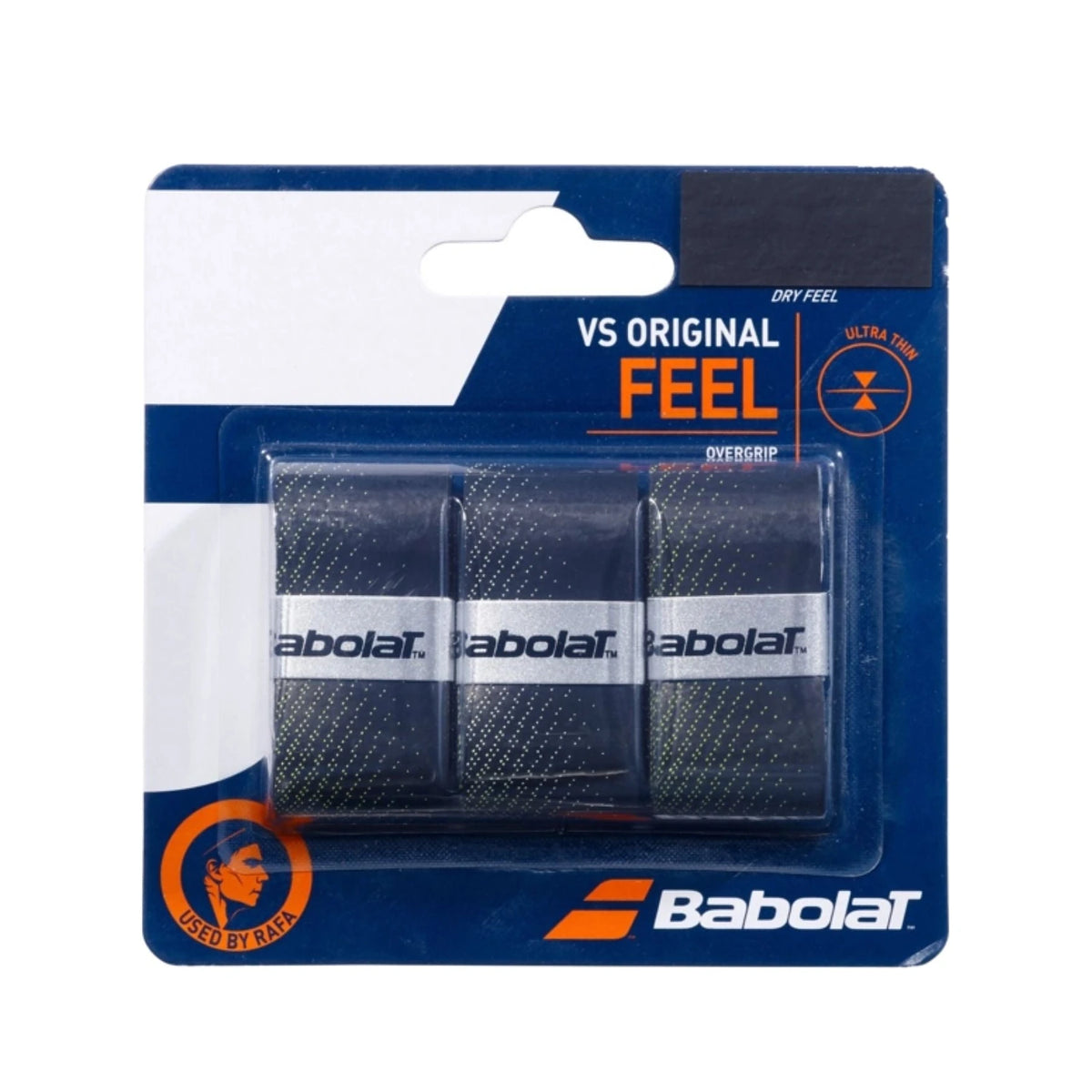 Babolat VS Original overgrips Black/Yellow, verpakking met drie overgrips