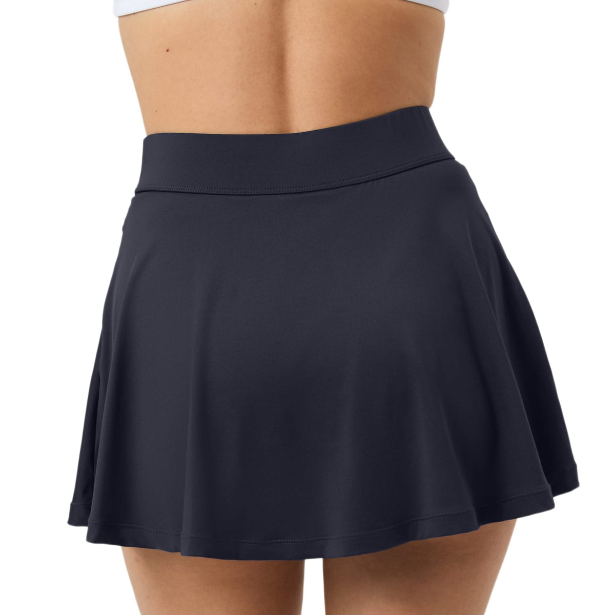 Achteraanzicht van de donkerblauwe Bjorn Borg Ace jerseyrok met brede elastische tailleband
