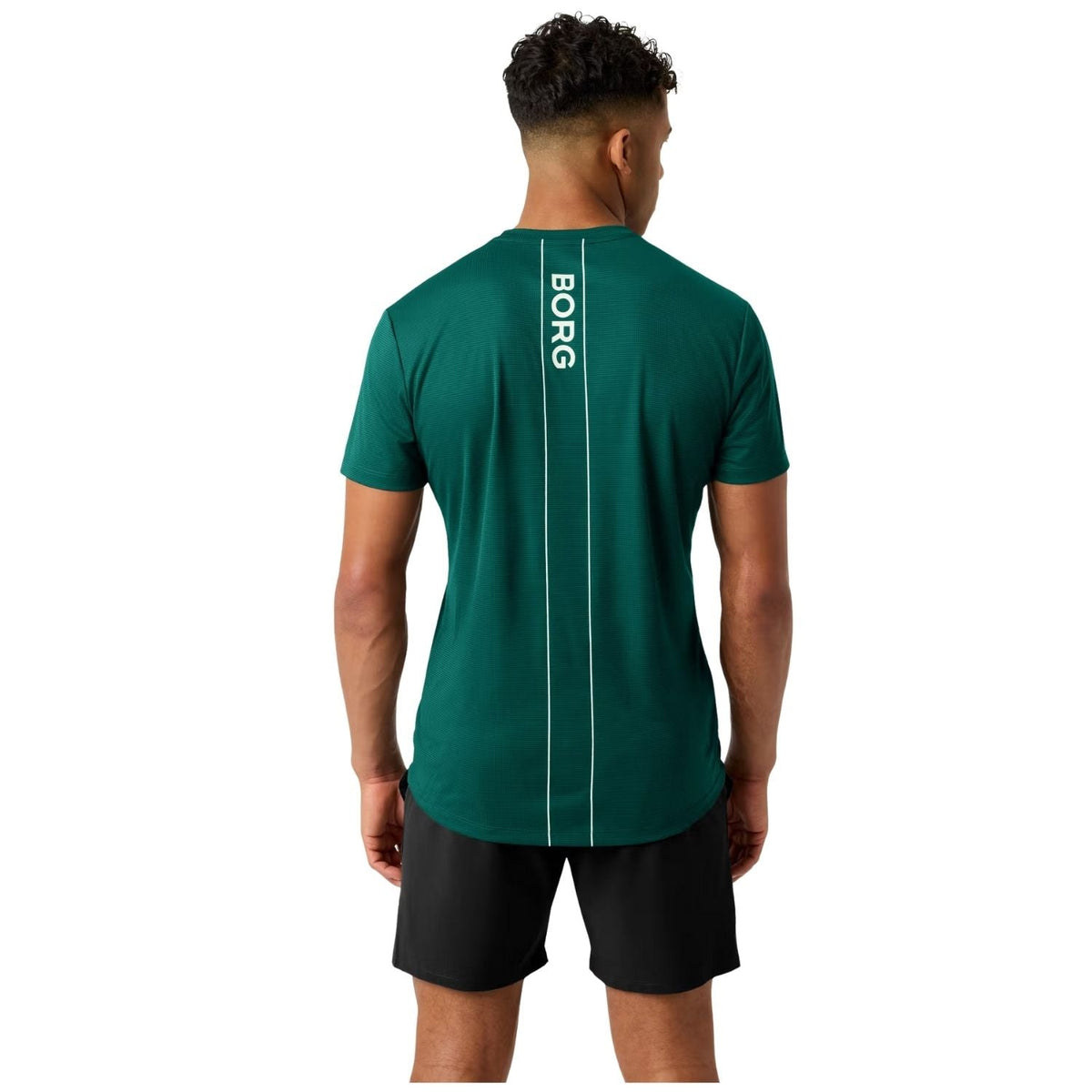 Achterzijde van het donkergroene Ace Light T-shirt met BORG-print