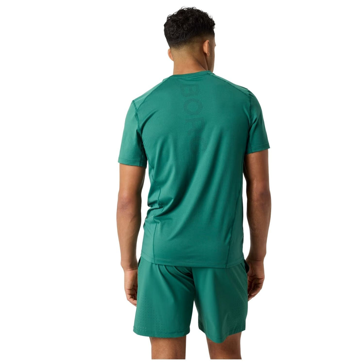 Achterzijde van het groene Bjorn Borg Ace Mesh Panel T-shirt, gedragen
