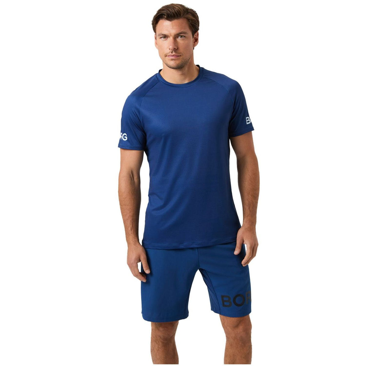 Bjorn Borg Ace Mesh Panel T-shirt voor heren in marineblauw, gedragen vooraanzicht