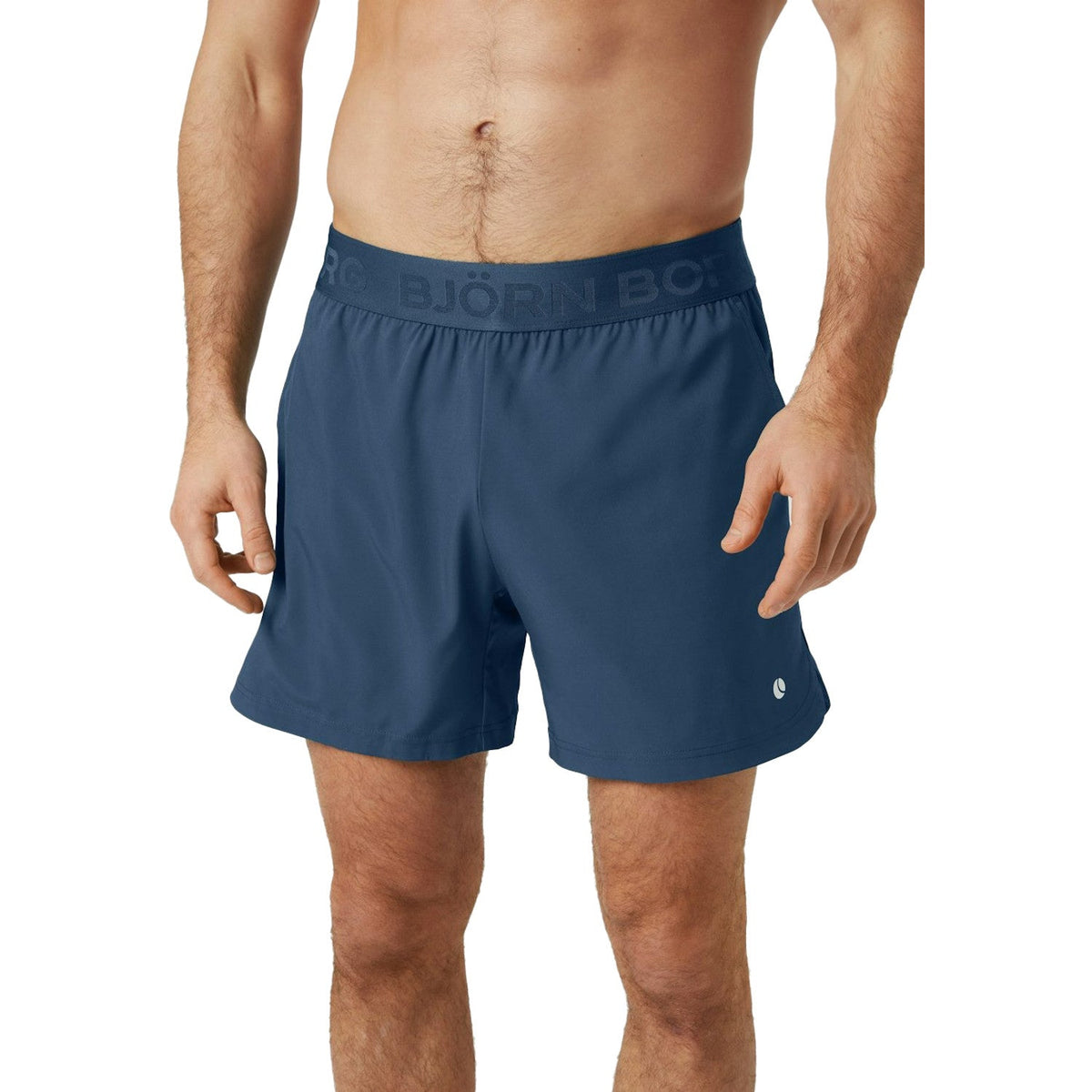 Björn Borg Ace Shorts für Herren in Stahlblau, getragene Vorderansicht