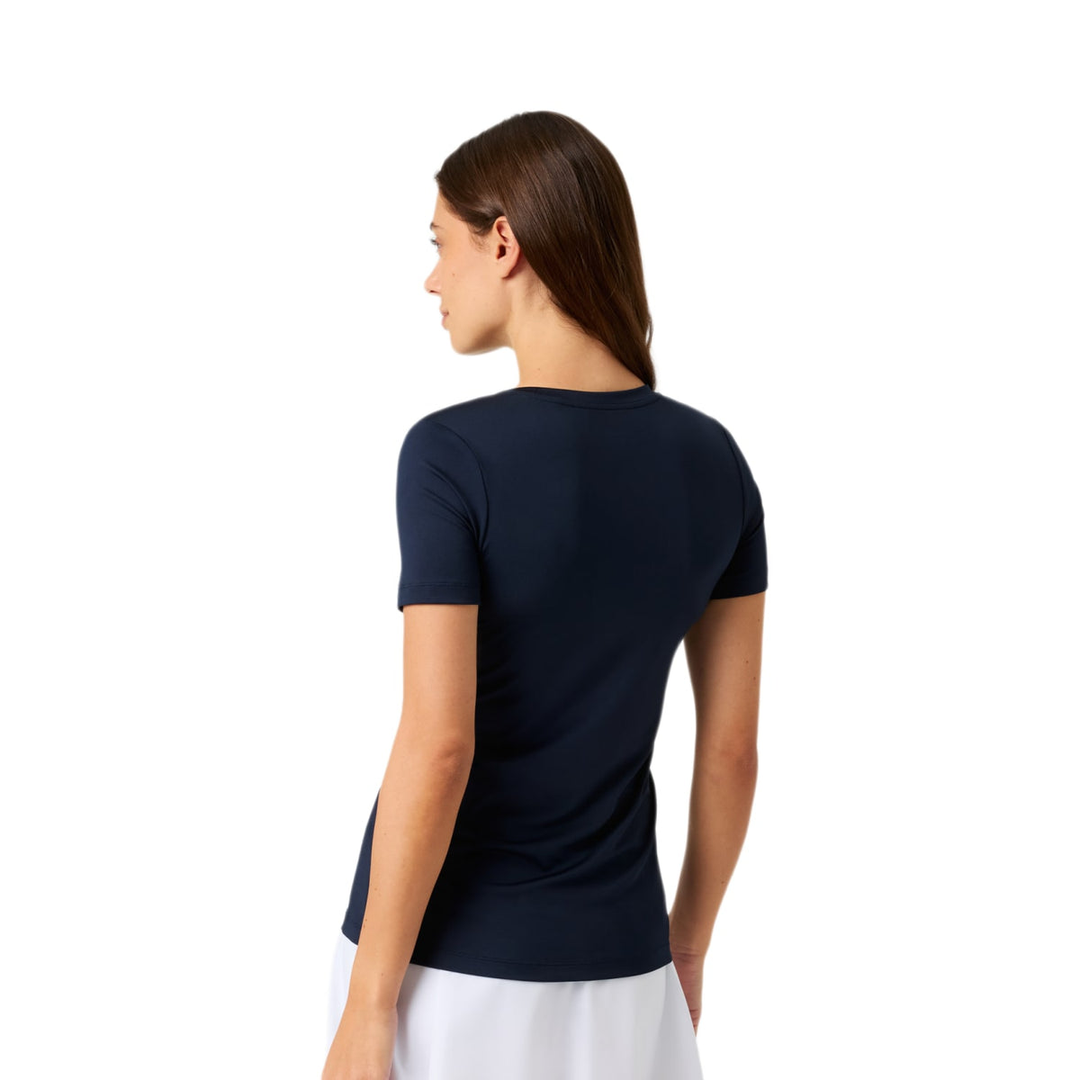 Achterzijde van het donkerblauwe Bjorn Borg Ace Slim T-shirt op model