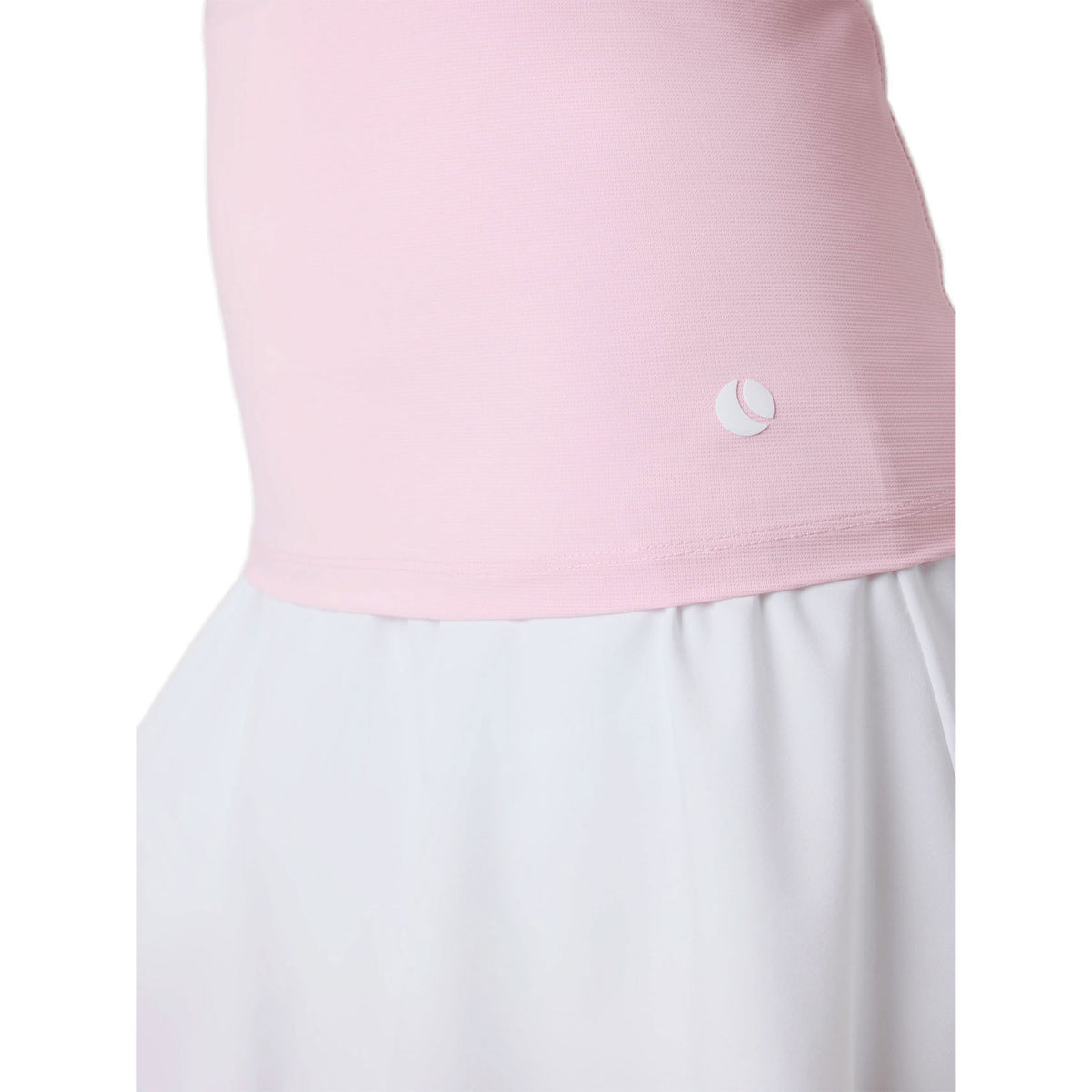 Detail van de zoom met logo op de lichtroze Bjorn Borg Ace tanktop
