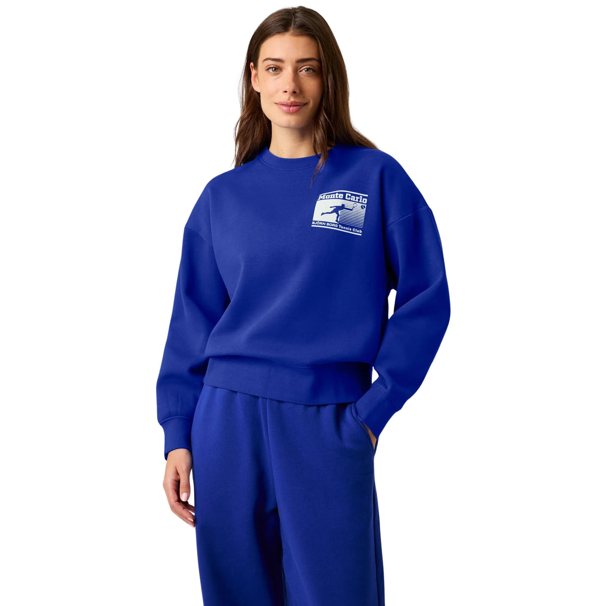 Björn Borg Boyfriend Sweatshirt Clematis Blue - op model