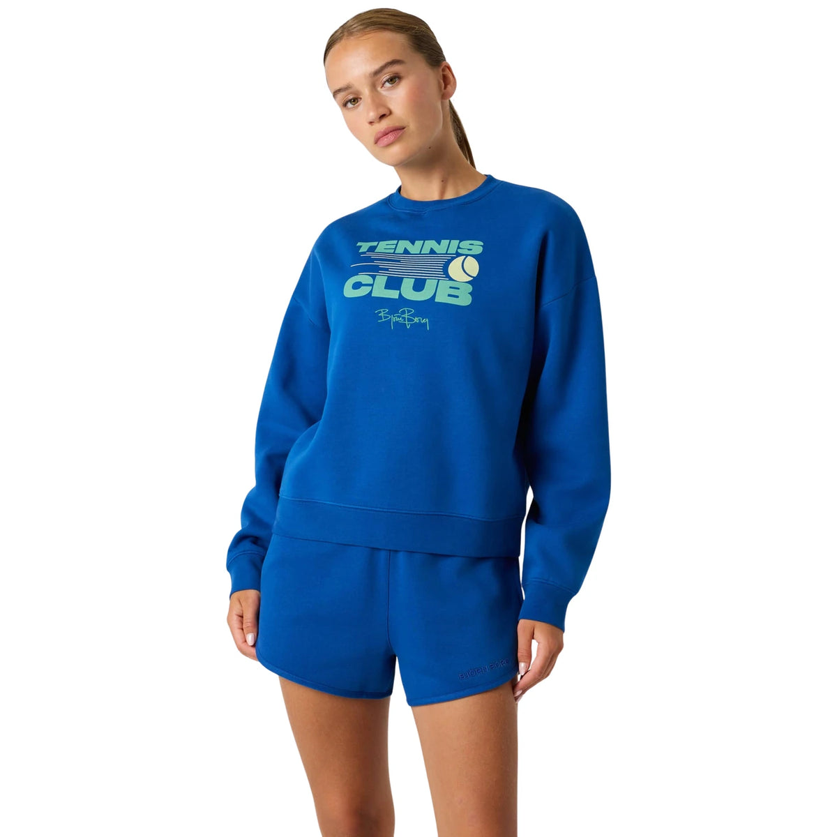 Björn Borg Boyfriend Sweatshirt Monaco Blue - op model (2)