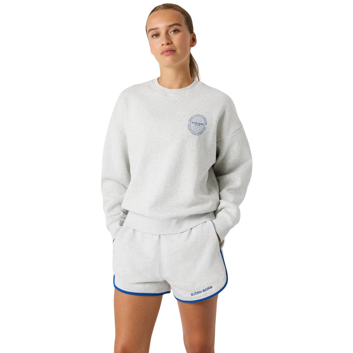 Björn Borg Boyfriend Sweatshirt Ultra Light Grey Melange - op model