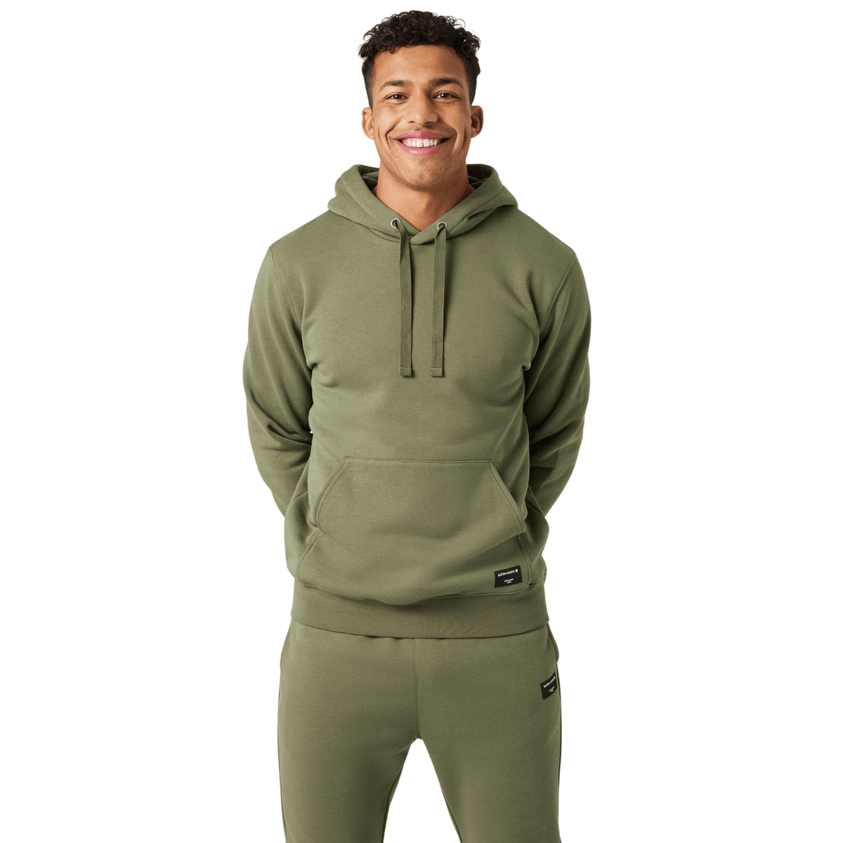 Bjorn Borg Centre hoodie voor heren in legergroen, gedragen vooraanzicht