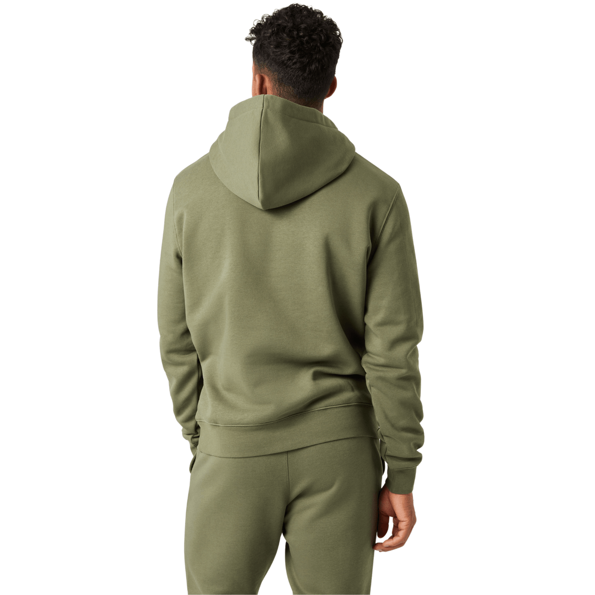 Achterzijde van de legergroene Bjorn Borg Centre hoodie met capuchon