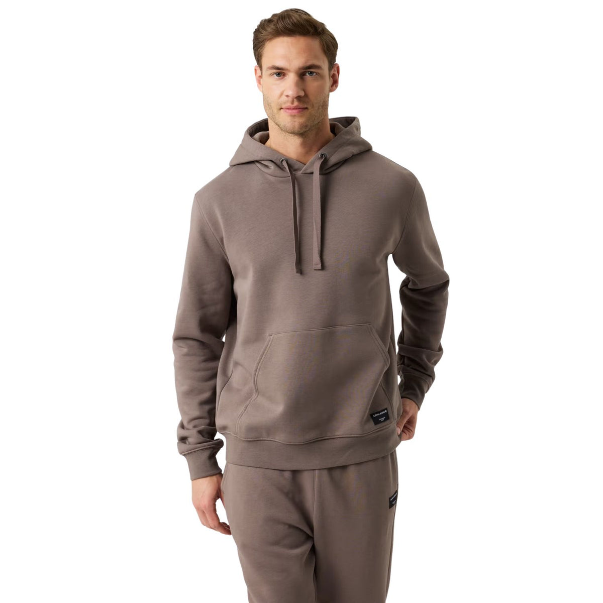 Bjorn Borg Centre hoodie voor heren in taupebruin, gedragen vooraanzicht