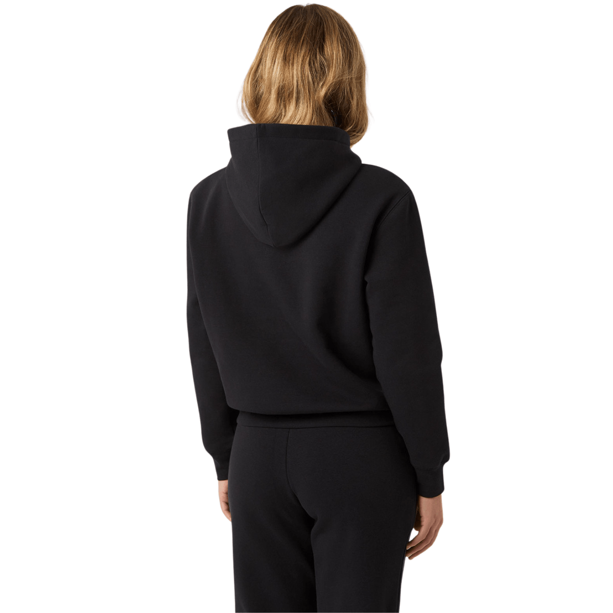 Achteraanzicht van de zwarte Bjorn Borg Centre Hoodie W met capuchon en ribboord