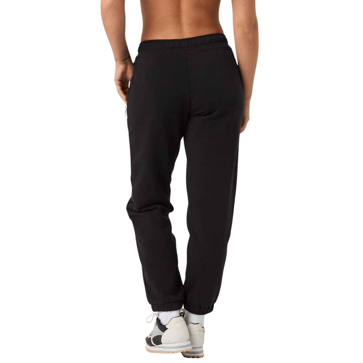 Achteraanzicht van de zwarte Bjorn Borg Centre Sweatpants W met elastische enkelboorden