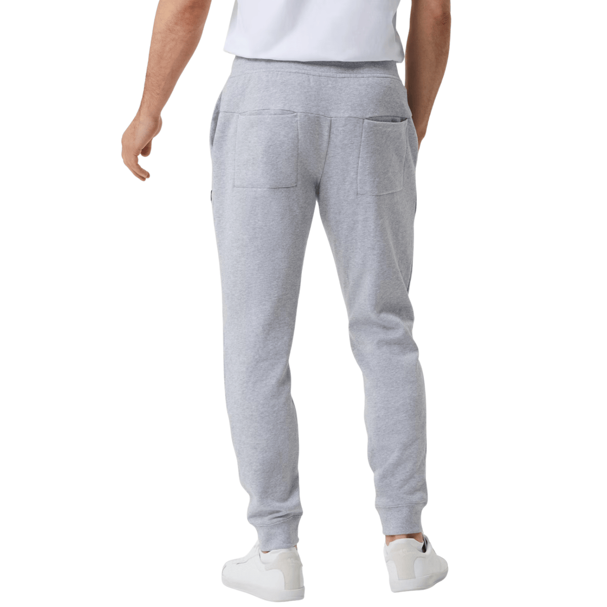 Achteraanzicht van de grijs gemeleerde Bjorn Borg Centre Tapered Pants met achterzak
