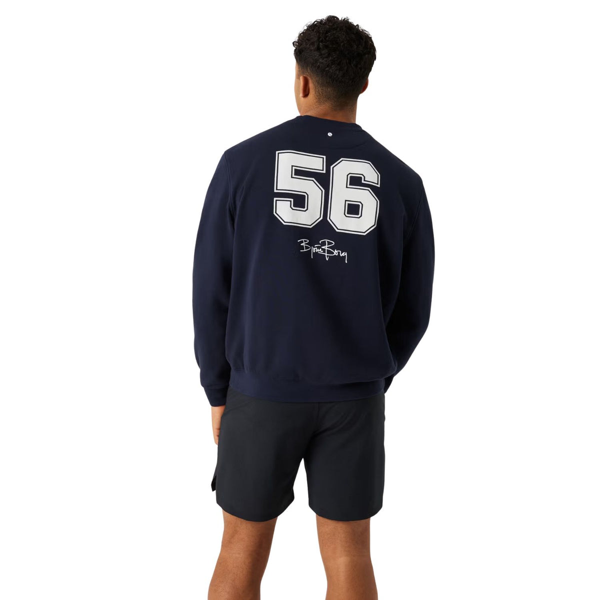 Achterzijde met grote witte 56 opdruk op het donkerblauwe Bjorn Borg Classic Sweatshirt