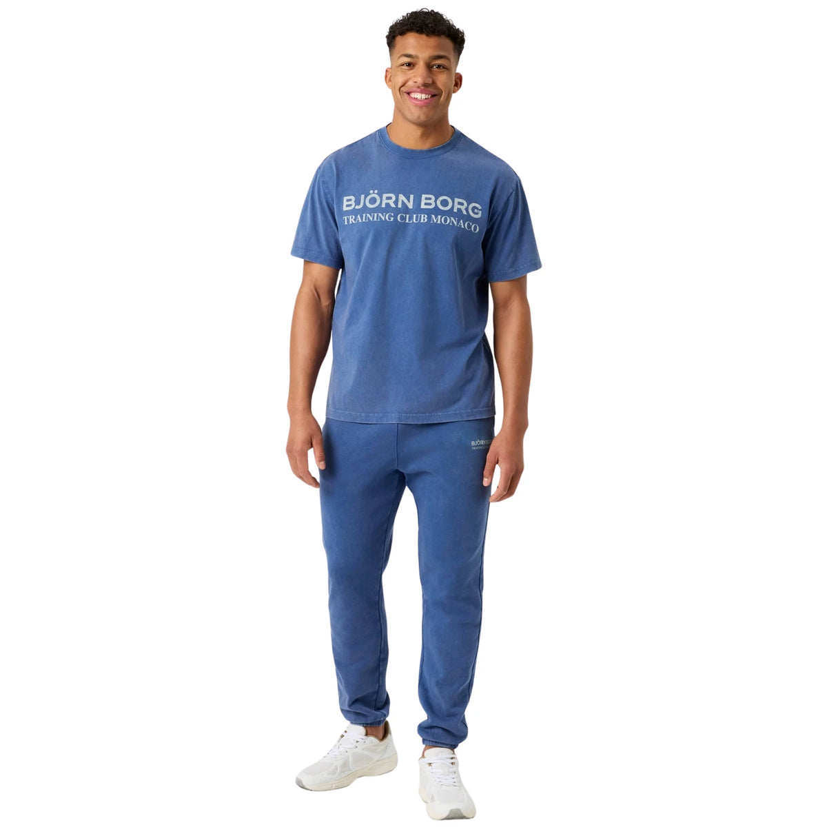 Björn Borg Classic Print T-Shirt Twilight Blue - ten voeten uit op model (3)