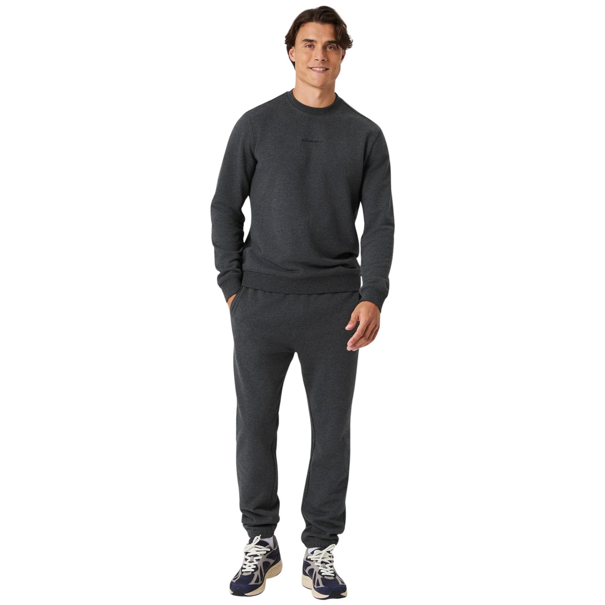 Björn Borg Classic Sweatpants Dark Gray Melange - ten voeten uit op model