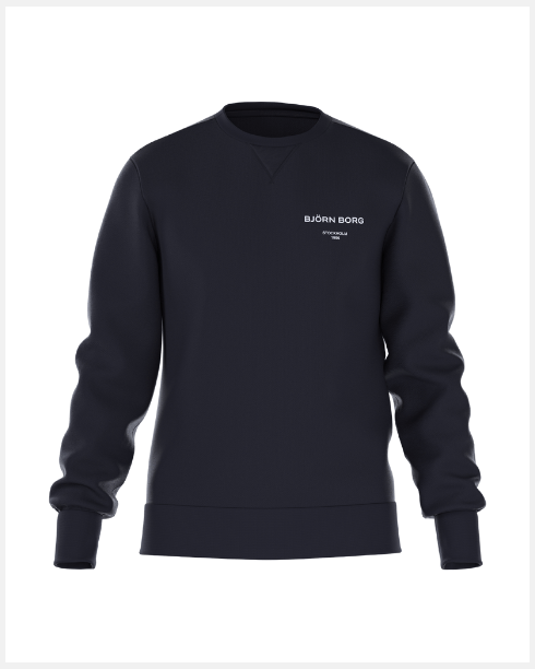 Bjorn Borg Essential 1 sweater voor heren in marineblauw, vooraanzicht met logo