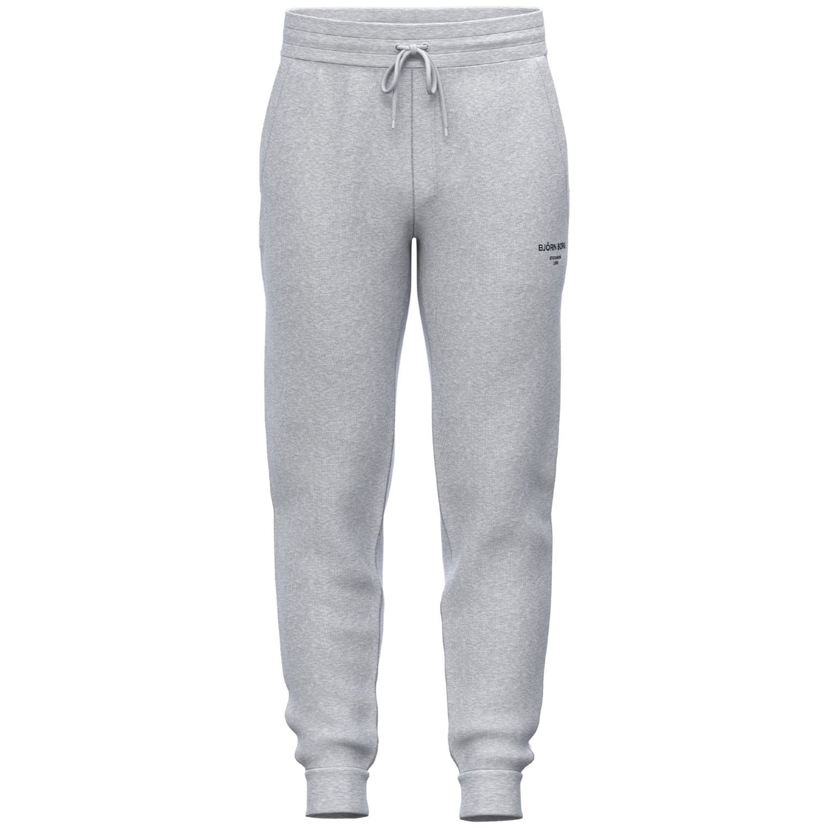 Vooraanzicht van de lichtgrijze Essential 1 Tapered Sweatpants met klein logo op de pijp