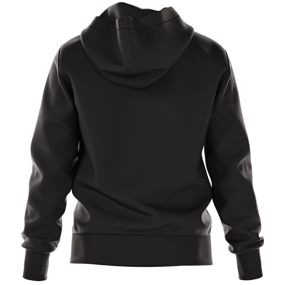 Achterzijde van de zwarte Bjorn Borg Essential 4 Hoodie met ribboorden aan de zoom