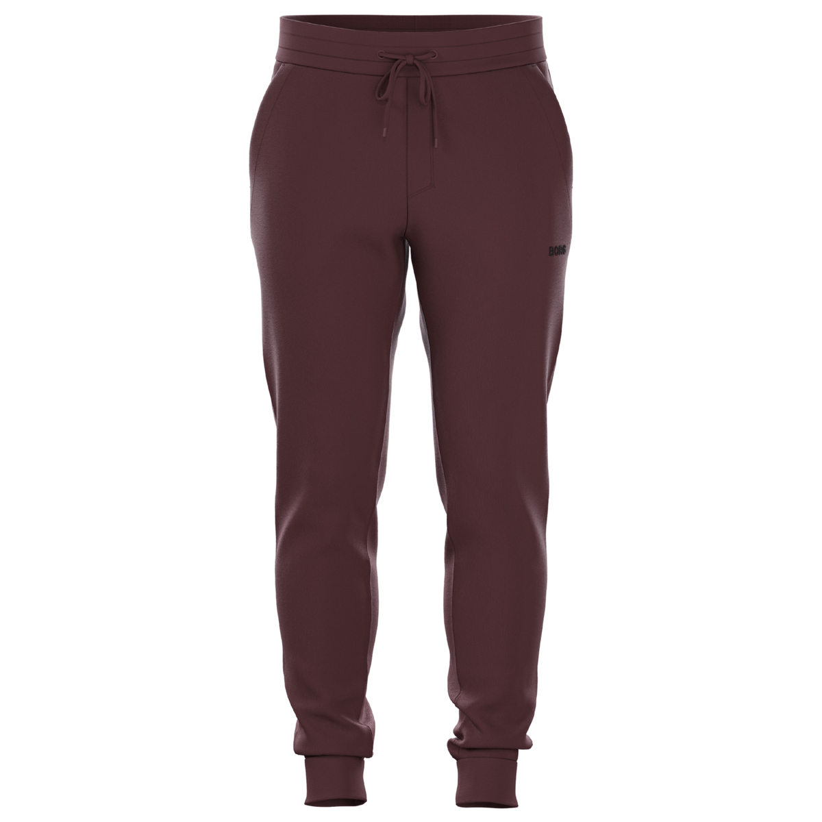 Vooraanzicht van de bordeauxrode Bjorn Borg Essential 4 Sweatpants met trekkoord