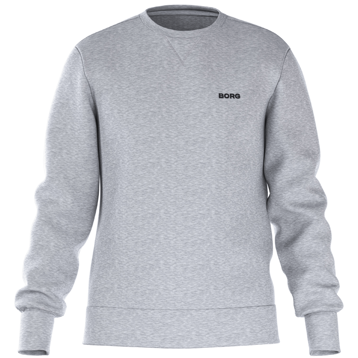 Vooraanzicht van het lichtgrijze Bjorn Borg Essential 4 Sweatshirt met BORG borstlogo