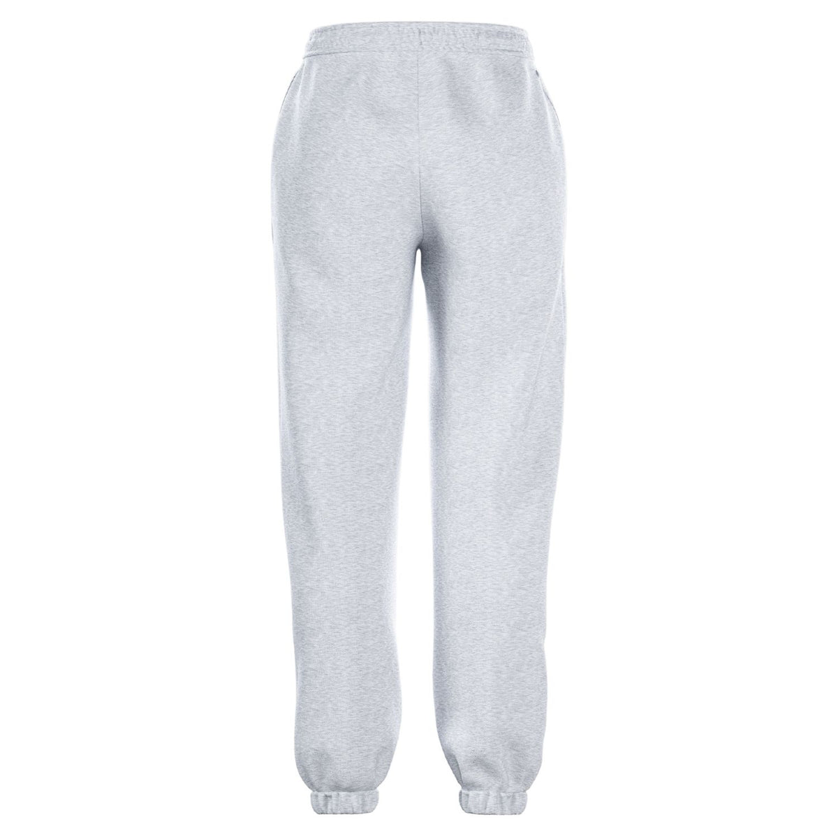 Achterzijde van de grijs gemeleerde Bjorn Borg Essential 4 W Sweatpants met wijde pijpen