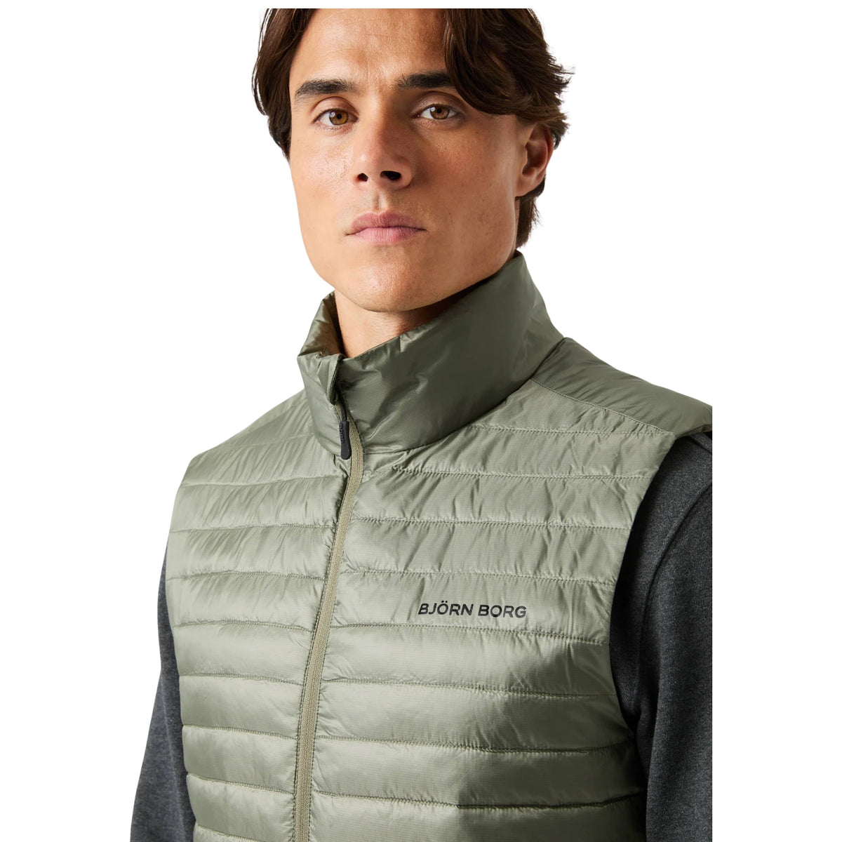 Björn Borg Light Padded Vest Dusty Olive - op model