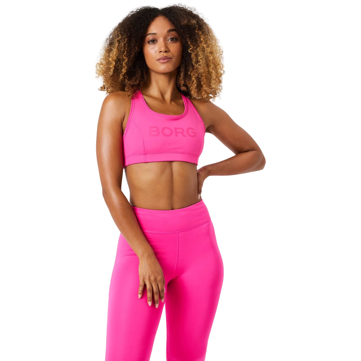 Björn Borg Mid Support Sports Bra Pink Glo - op model