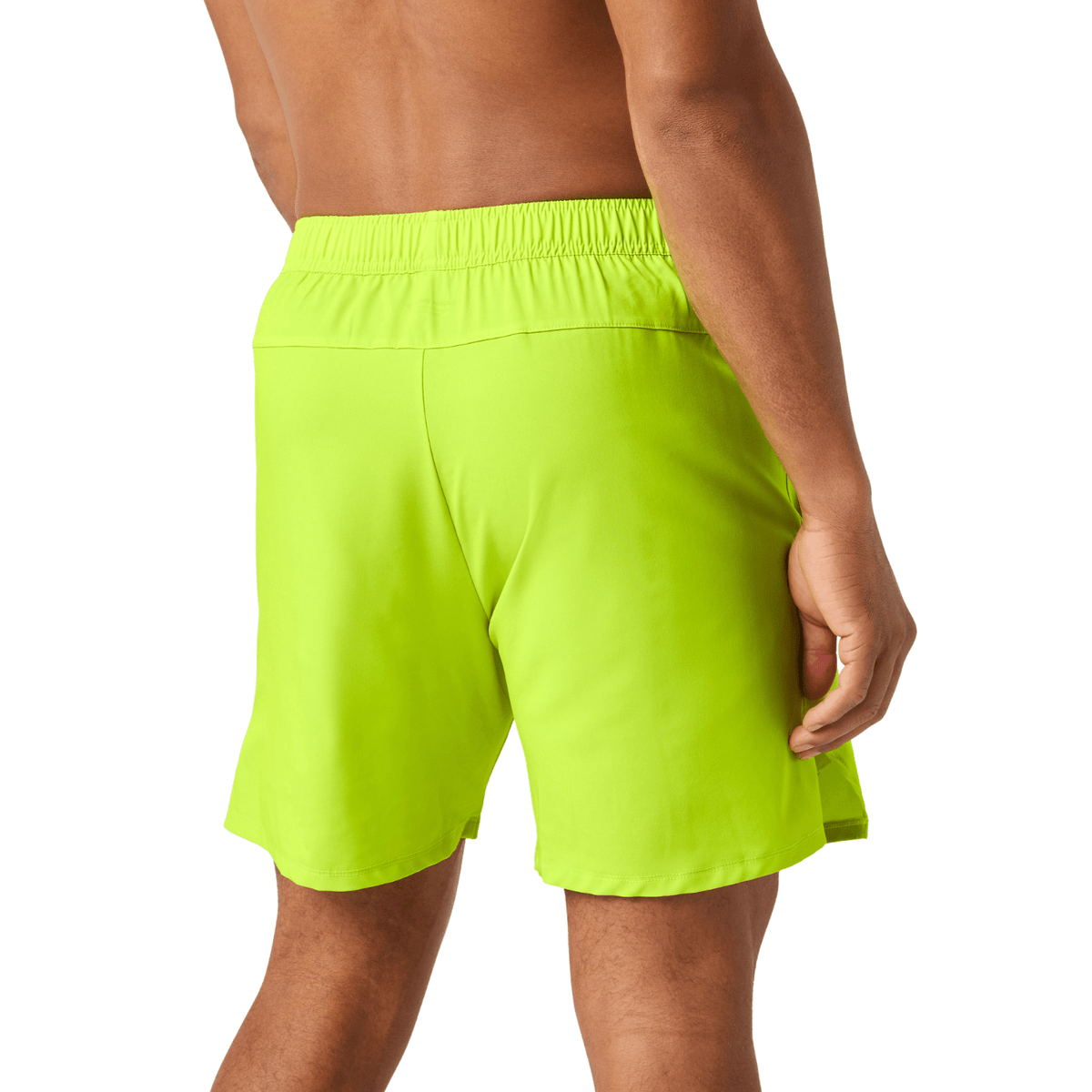 Achterkant van de neongele Bjorn Borg Short Ace Racquet met brede elastische tailleband
