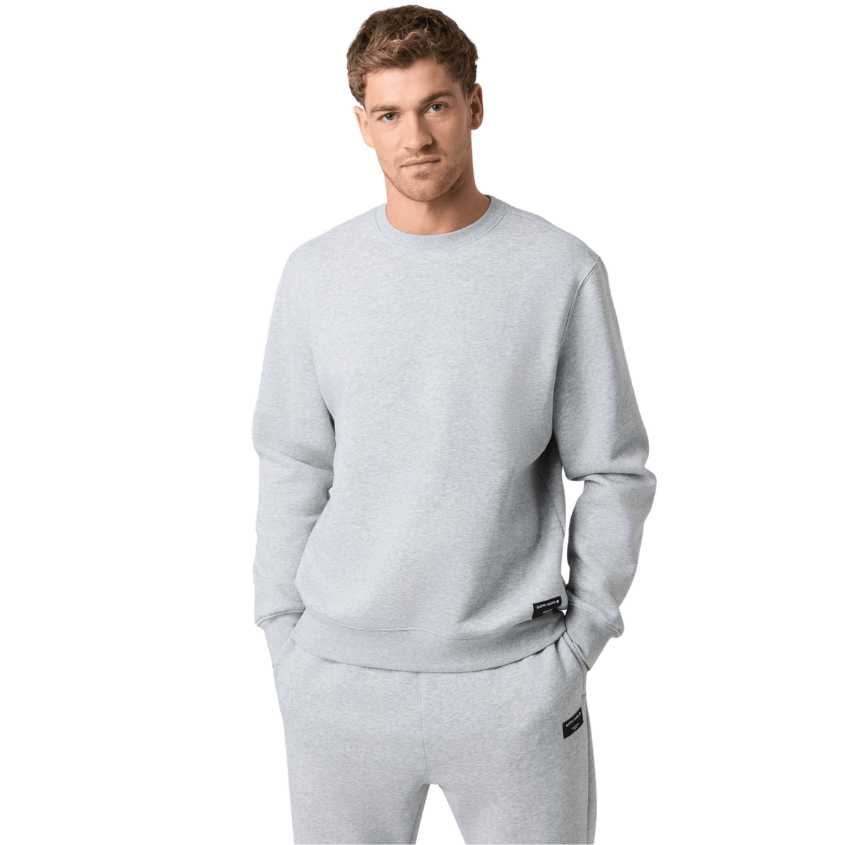 Bjorn Borg Centre sweater voor heren in grijsmelange, gedragen vooraanzicht