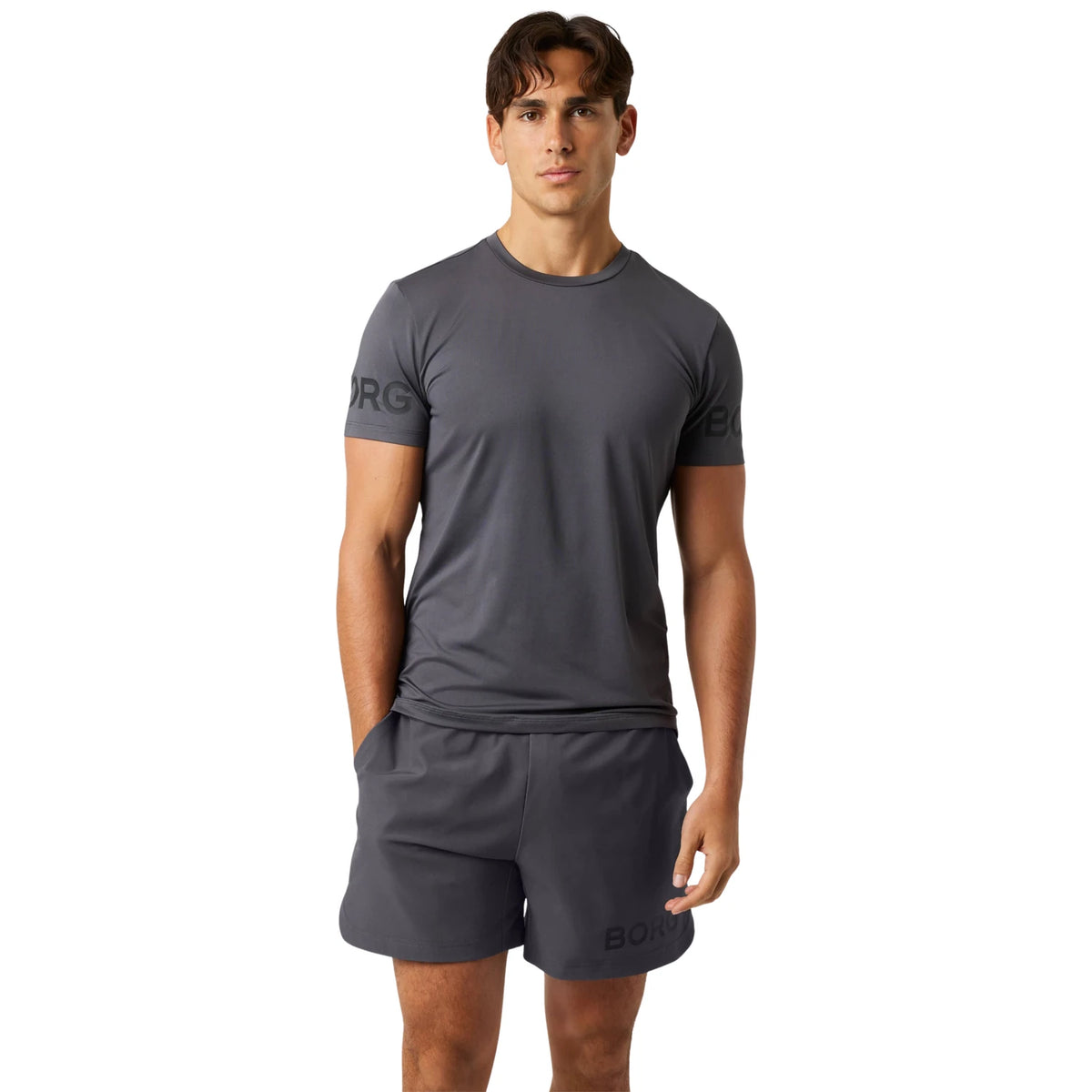 Björn Borg T-shirt Men Asphalt - op model (2)