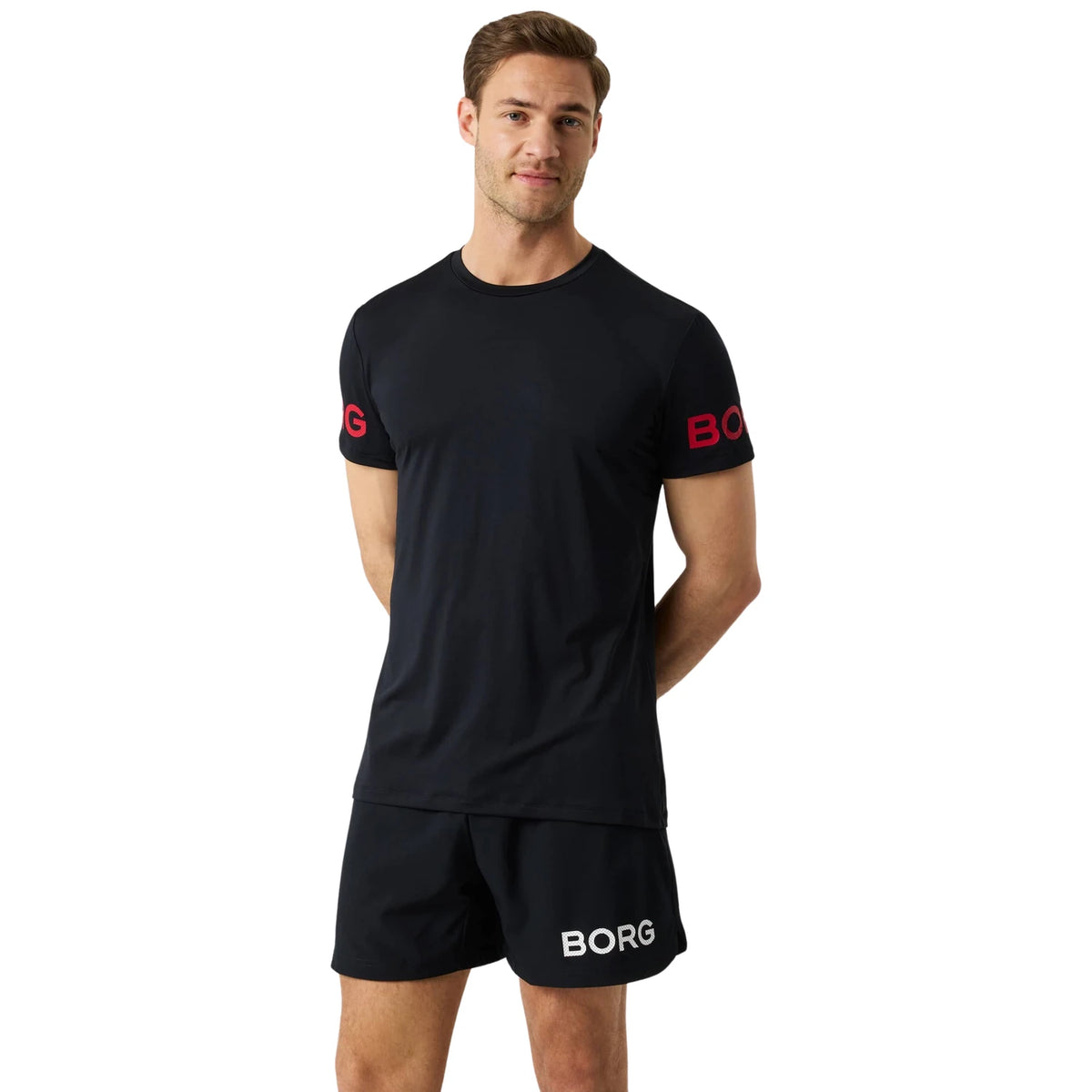 Björn Borg T-shirt Men Black Red Logo - op model