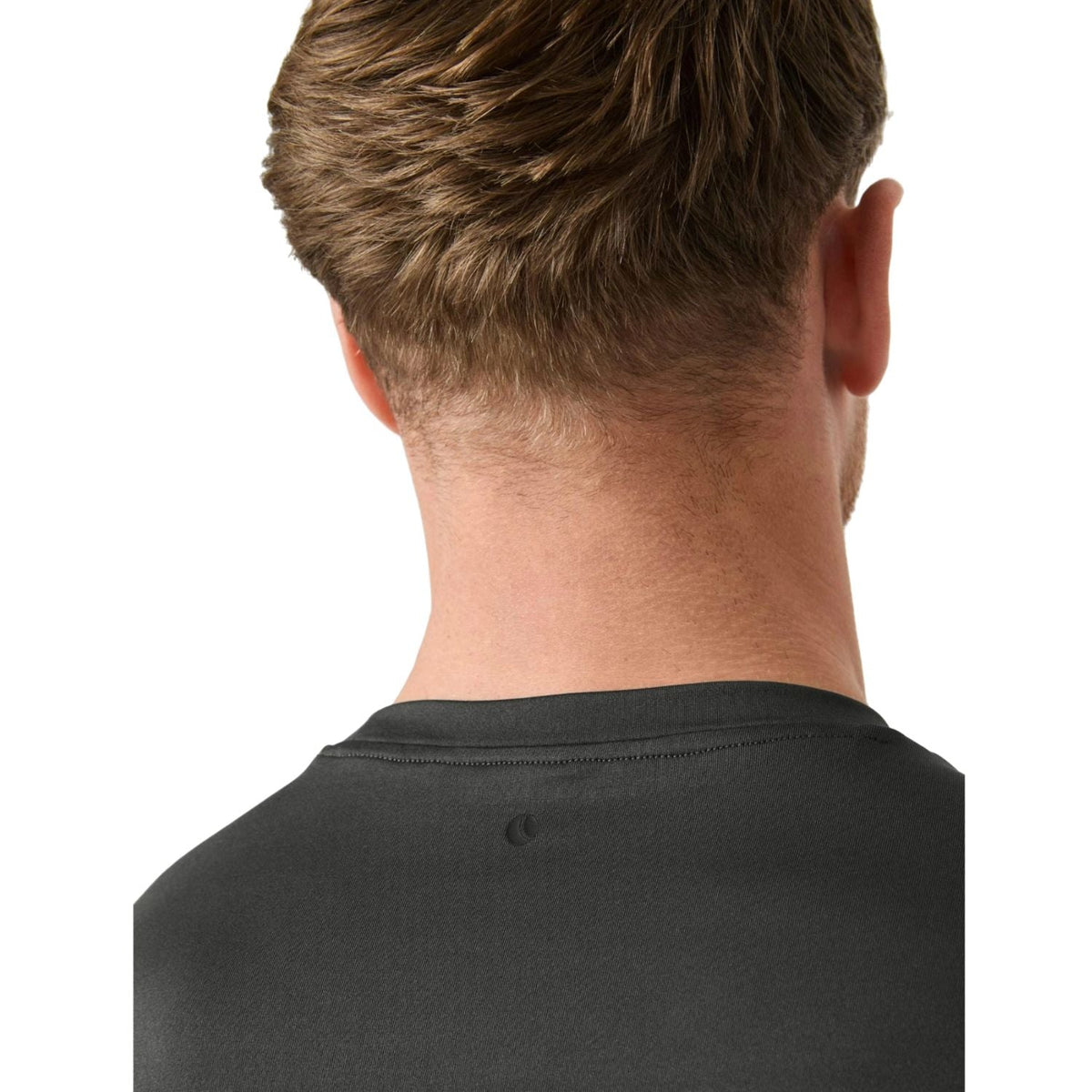 Achterzijde van het grafietgrijze Bjorn Borg T-shirt met logo in de nek