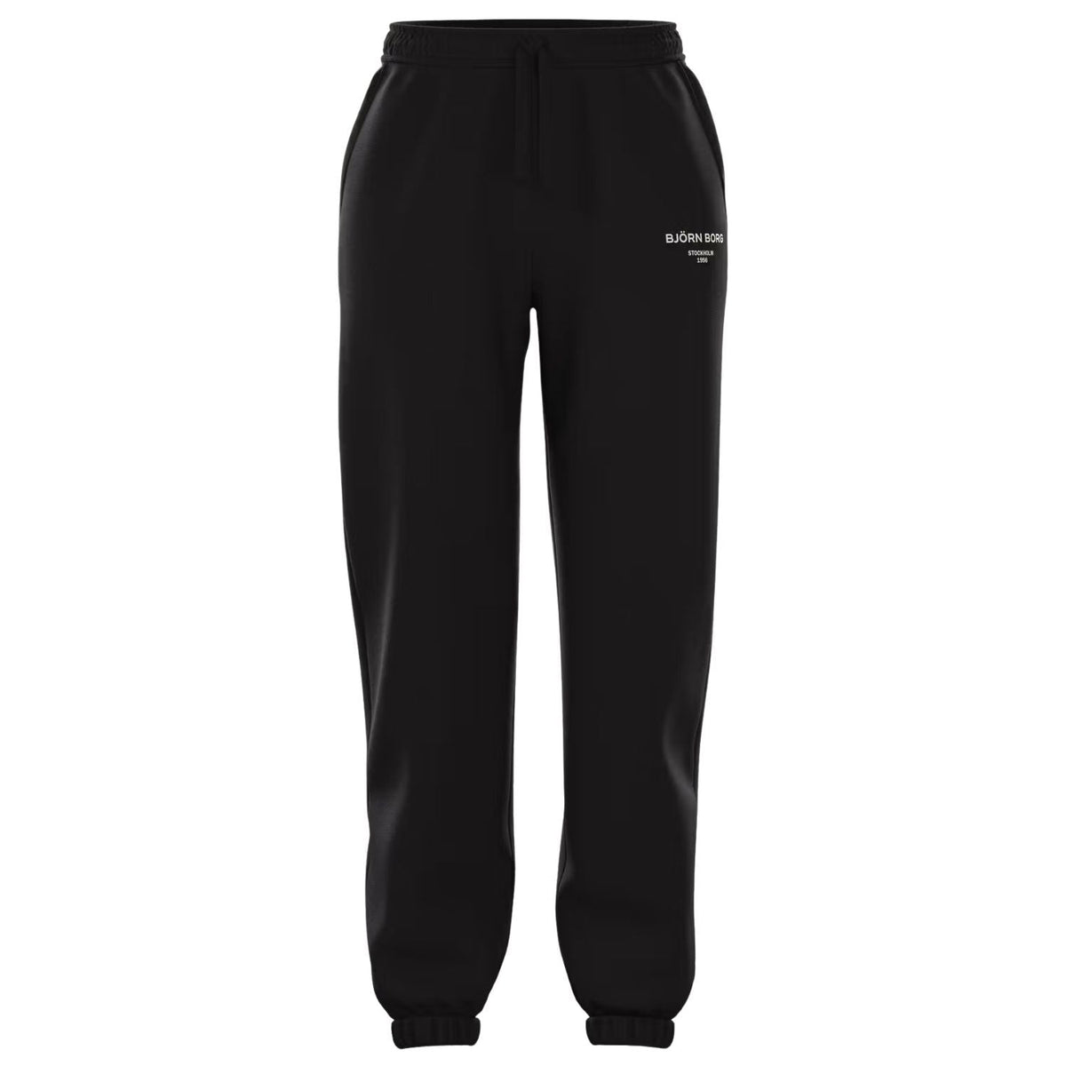 Bjorn Borg W Essential 1 joggingbroek voor dames in zwart, vooraanzicht met logo