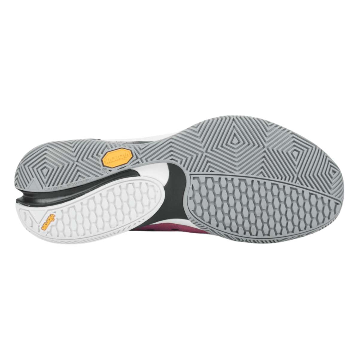 Šedé podrážky Vibram u modelu Bullpadel Hack Vibram 25I Chewing Gum