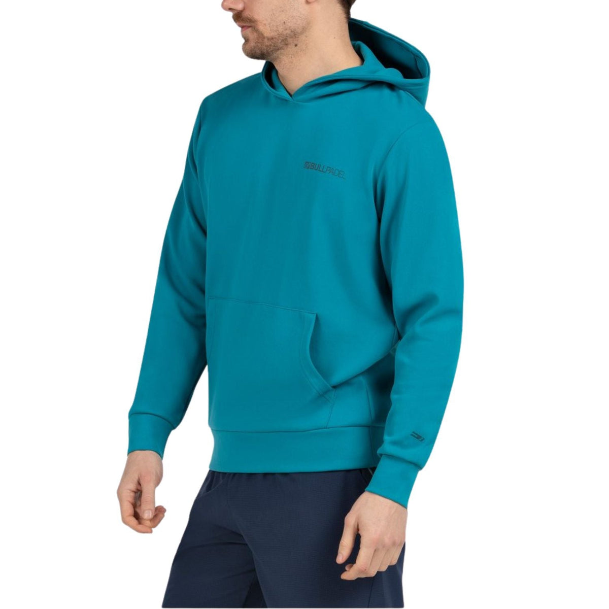 Bluza z kapturem Turquoise Bullpadel Albier, widok z boku, z ściągaczami