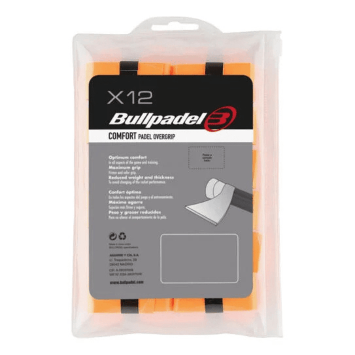Bullpadel Overgrips Comfort Orange (Pack X12) -