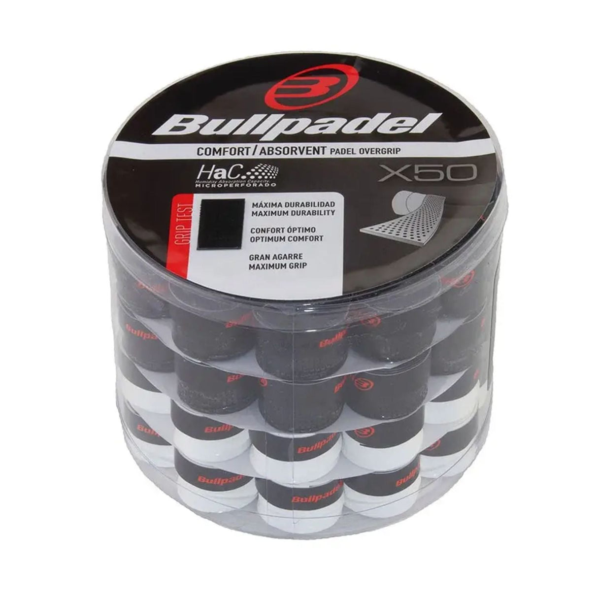 Bullpadel Overgrips White/Black 50 pieces -