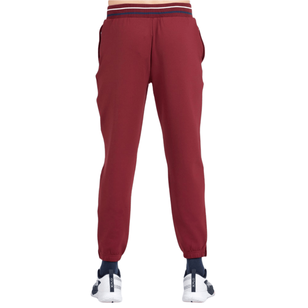 Bordeauxrode Bullpadel Ain joggingbroek met gestreepte tailleband en elastische enkelboorden