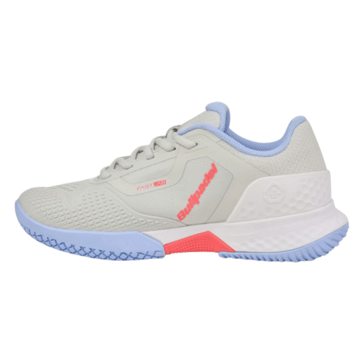 Bullpadel Pearl Vibram W 25I Light Grey – inner side with a coral red accent on the midfoot